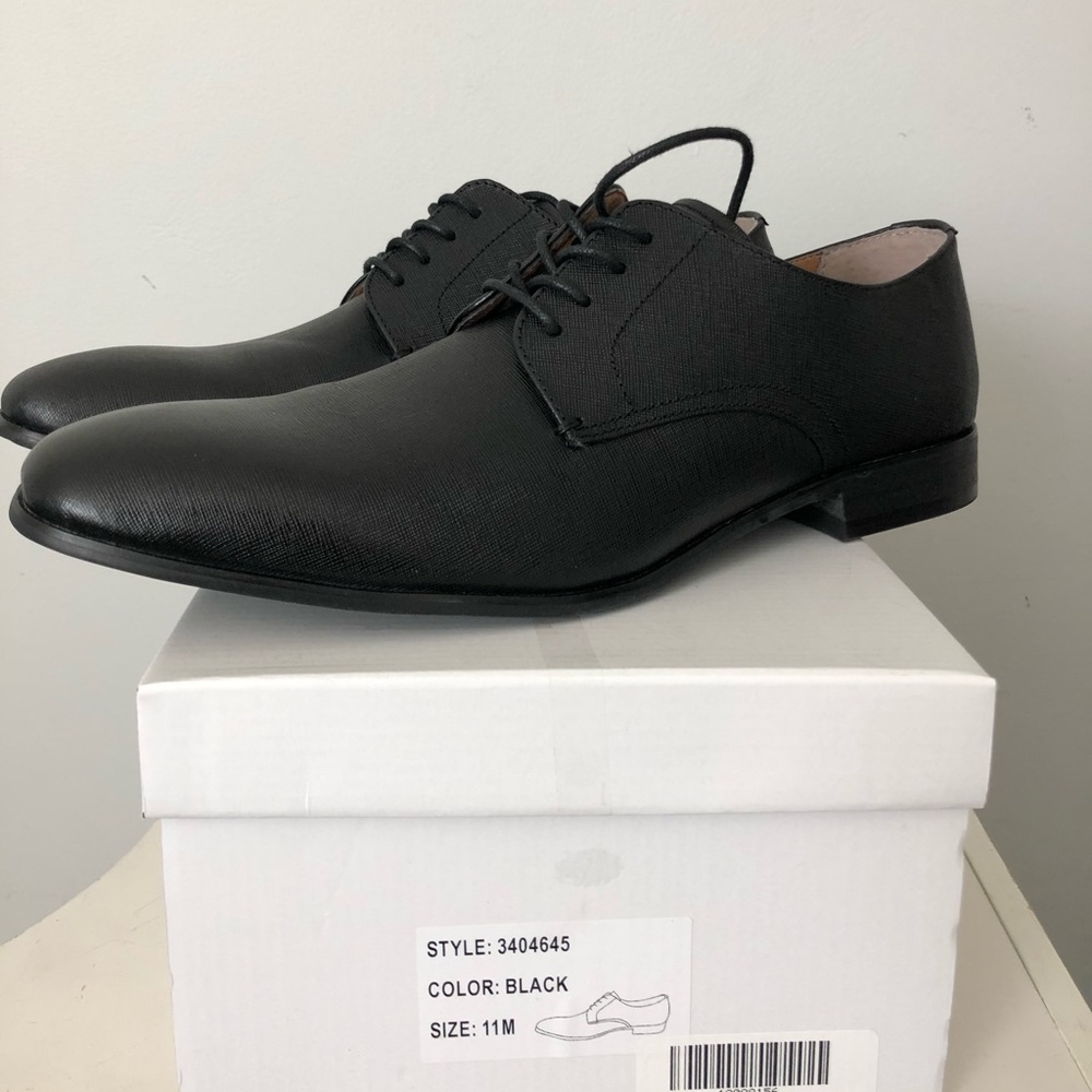 Express Mens Leather Dress Shoes, Black, 11